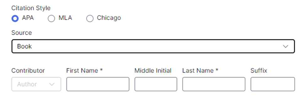 Using Grammarly Citation Generator - step 1